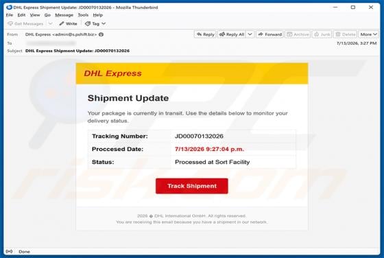 DHL Express Shipment Update E-Mail-Betrug