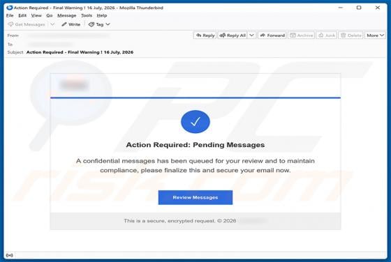 Confidential Messages Queued E-Mail-Betrug