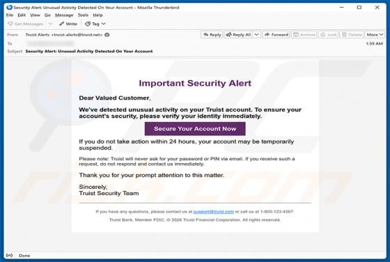 Truist Security Alert E-Mail-Betrug