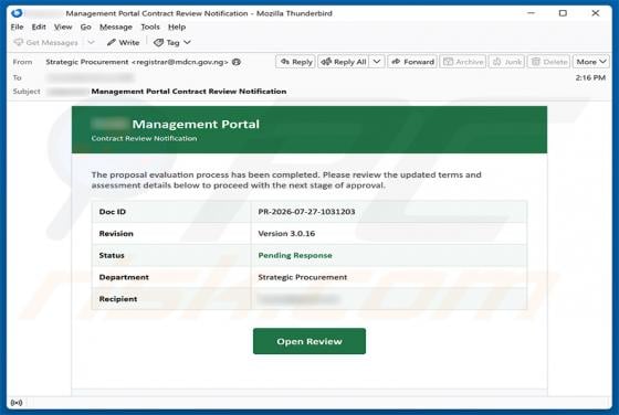 Proposal Evaluation Completed E-Mail-Betrug