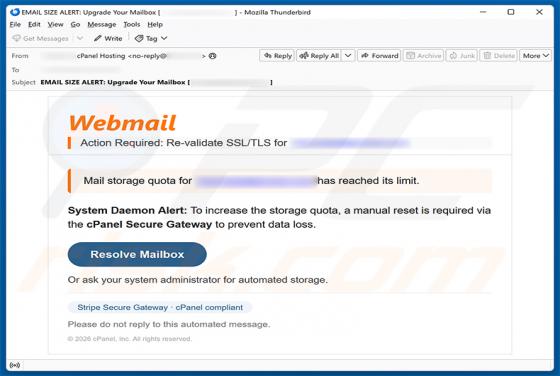 cPanel - Re-validate SSL/TLS E-Mail-Betrug