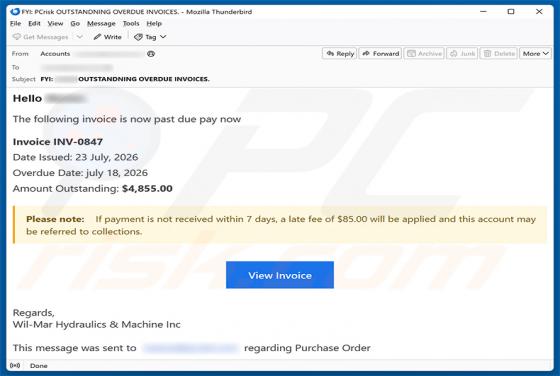 Invoice Is Past Due E-Mail-Betrug
