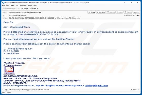 Insoorya Express Cargo Shipment Documents E-Mail-Virus