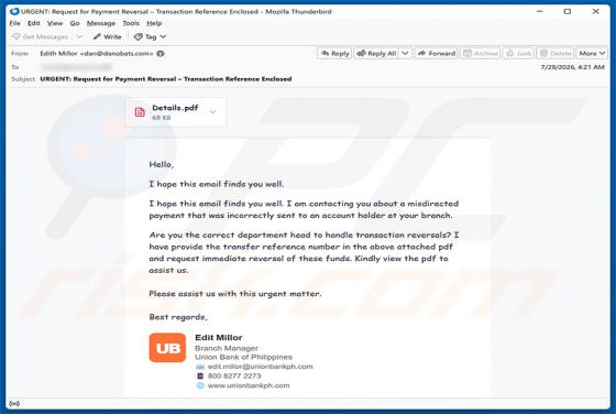 Misdirected Payment E-Mail-Betrug