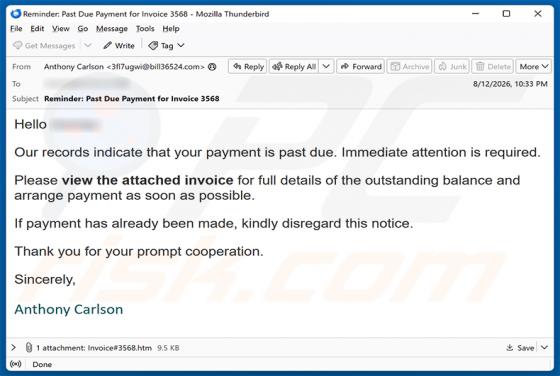 Invoice Payment Is Past Due E-Mail-Betrug