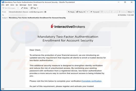 Interactive Brokers Two-Factor Authentication E-Mail-Betrug