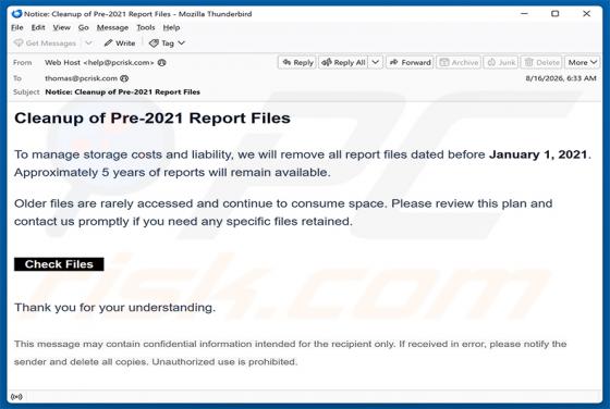 Cleanup Of Pre-2021 Report Files E-Mail-Betrug