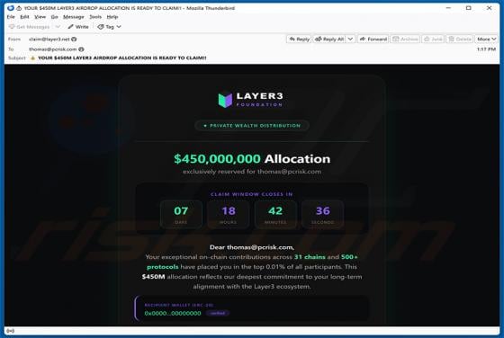 Layer3 Airdrop E-Mail-Betrug