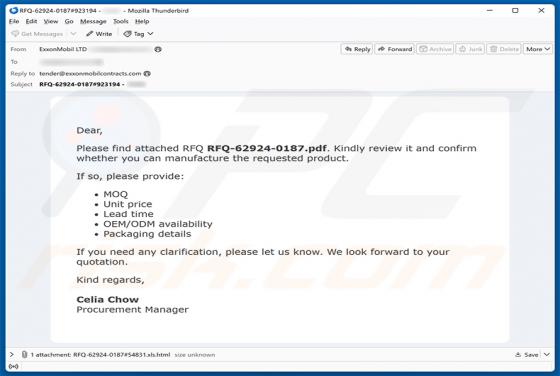 Confirmation Of Request For Quotation (RFQ) E-Mail-Betrug