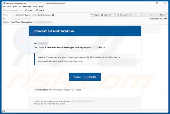 Voicemail Notification E-Mail-Betrug