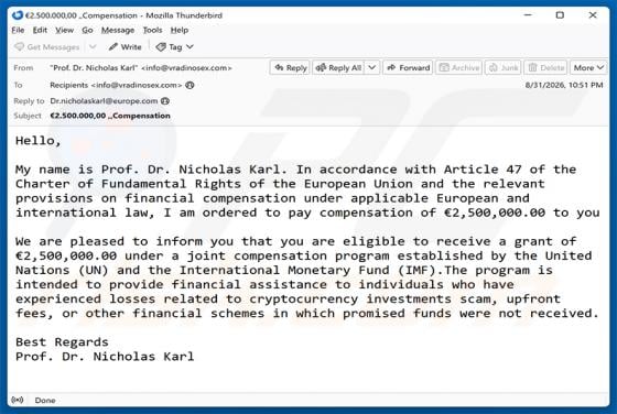 Compensation Program E-Mail-Betrug