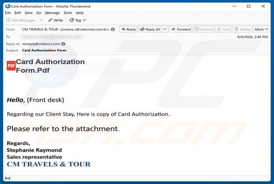 Card Authorization Form E-Mail-Betrug
