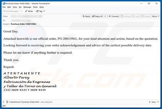 Official Purchase Order E-Mail-Betrug