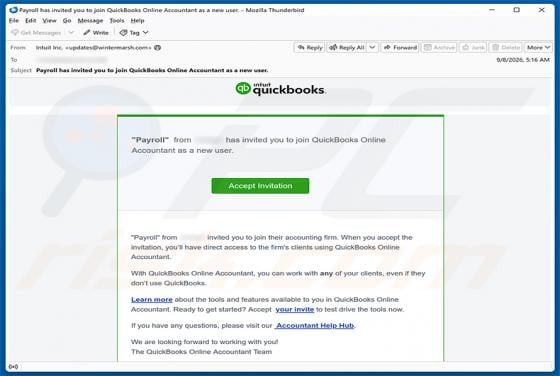 QuickBooks Online Accountant Invitation E-Mail-Betrug