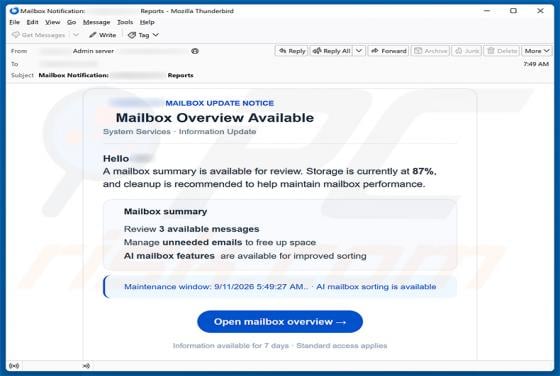 Mailbox Overview Available E-Mail-Betrug
