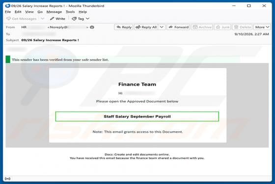 Staff Salary Payroll E-Mail-Betrug