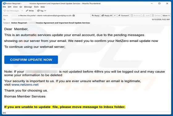 NetZero Email Update Betrug