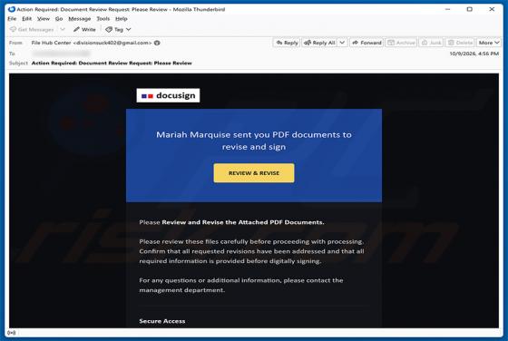 PDF Documents To Review And Sign E-Mail-Betrug