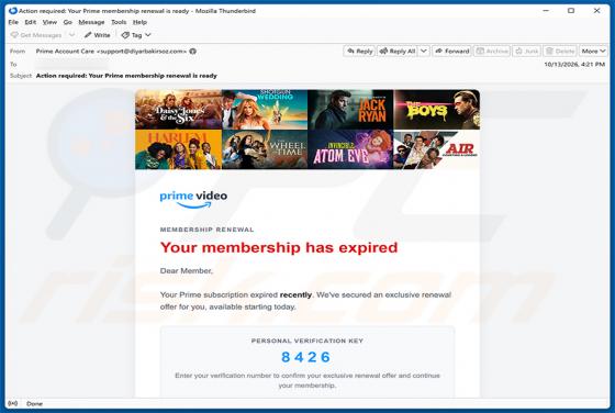 Amazon Prime Subscription Expired E-Mail-Betrug