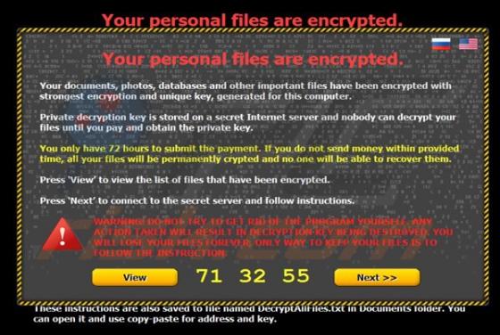 'Ihre persönlichen Dateien sind verschlüsselt' Virus