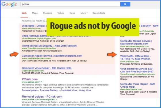 Schädliche Werbung bei Google Suchergebnissen
