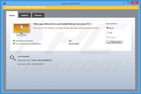 System Defender - Gefälschter Antivirus