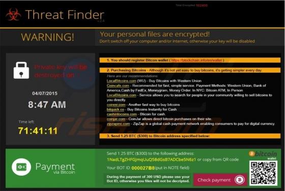 Threat Finder Erpressersoftware