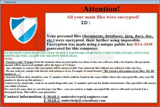 UmbreCrypt Erpressersoftware