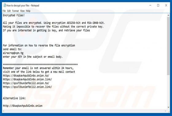 AiraCrop Erpressersoftware