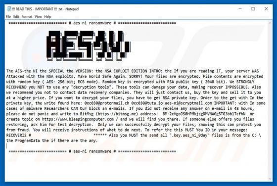 AES-NI Erpressersoftware