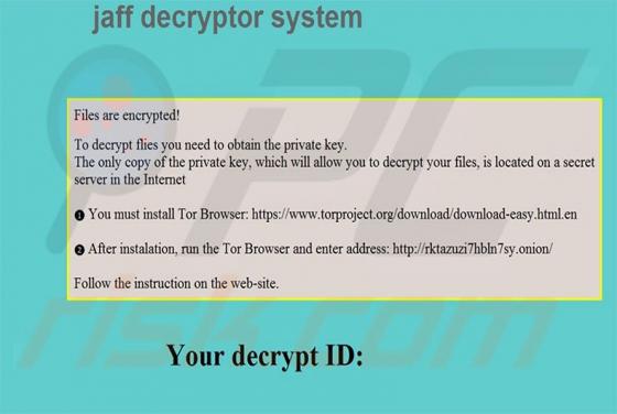 Jaff Decryptor System Erpressersoftware