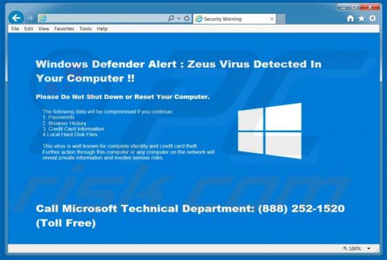 Windows Defender Alert Schwindel