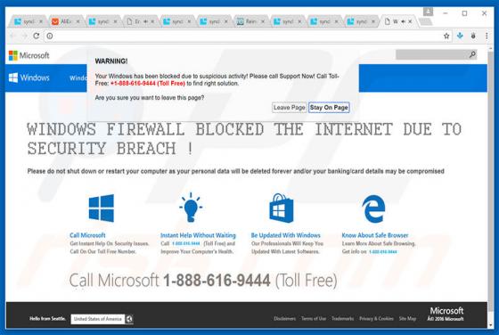 WARNING! Your Windows Has Been Blocked Schwindel