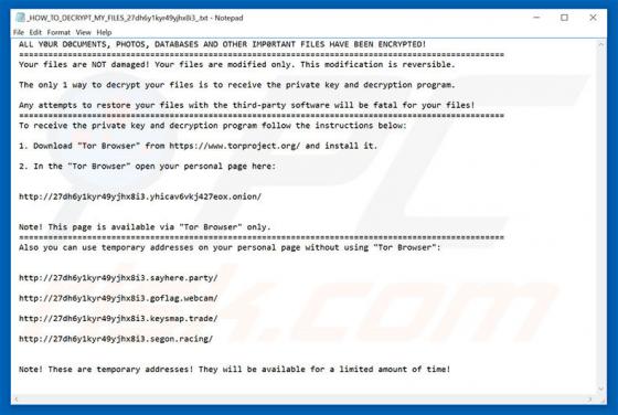 My Decryptor Erpressersoftware