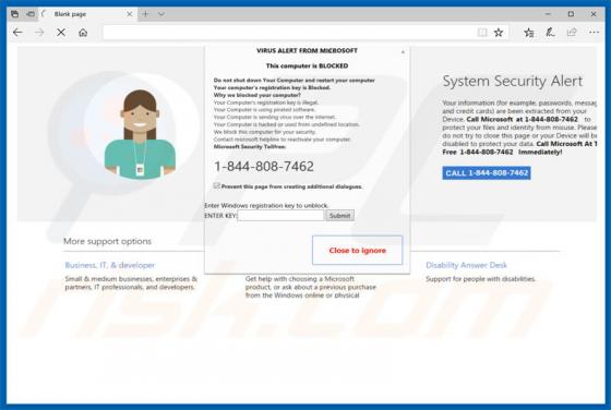 VIRUS ALERT FROM MICROSOFT Schwindel