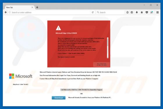 Microsoft Edge Critical ERROR Schwindel