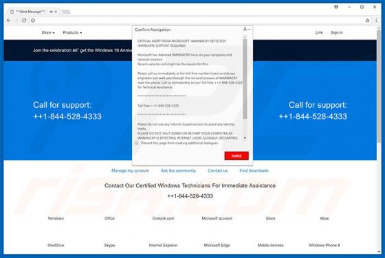 Critical Alert WANNACRY DETECTED POP-UP Schwindel