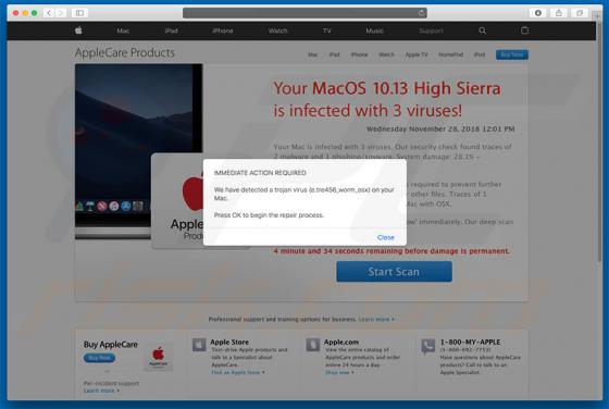 Your MacOS 10.13 High Sierra Is Infected With 3 Viruses! POP-UP Betrug (Mac)