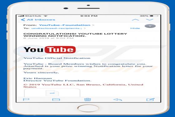 Youtube Lottery Email Betrug (Mac)