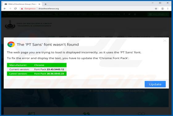 The PT Sans Font Wasnt Found POP-UP Betrug