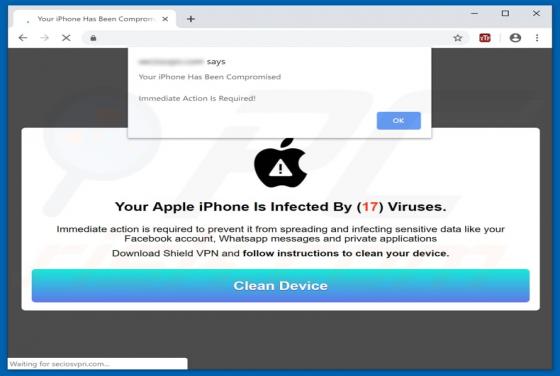 Your Apple iPhone Is Infected By (17) Viruses POP-UP Betrug (Mac)