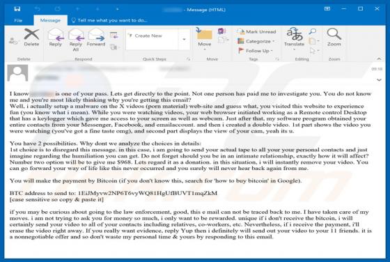 I Know * Is One Of Your Pass Email Betrug
