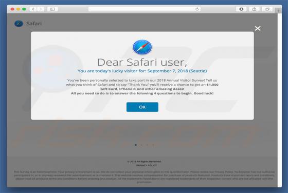 Dear Safari User, You Are Today's Lucky Visitor POP-UP Betrug (Mac)
