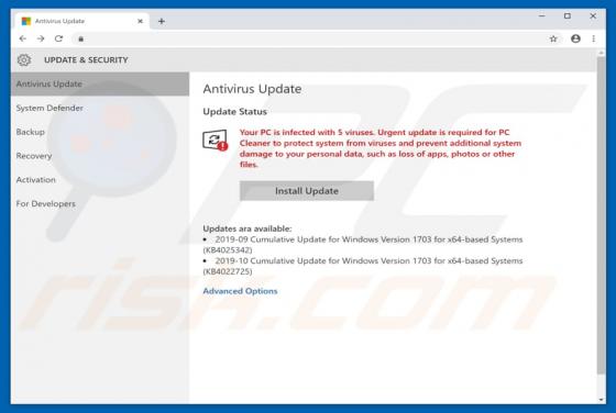 Your PC Is Infected With 5 Viruses POP-UP Betrug