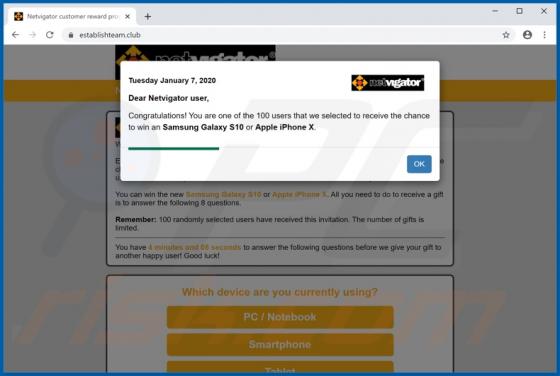 Dear [ISP name] user, Congratulations! POP-UP Betrug