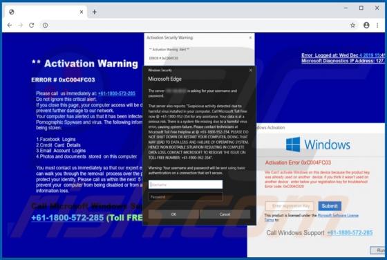 Activation Warning Alert POP-UP Betrug