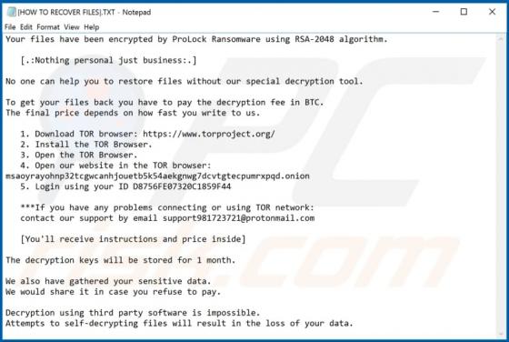 ProLock Ransomware