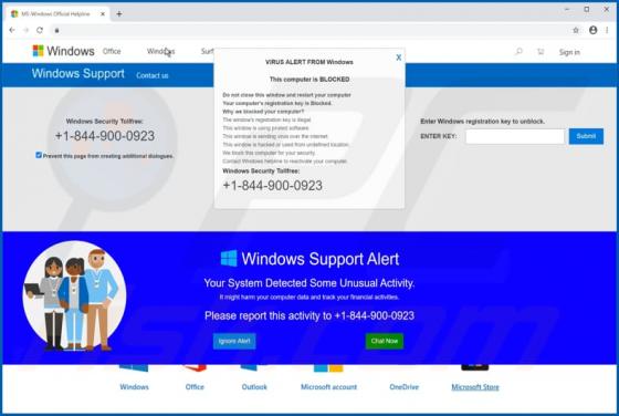 VIRUS ALERT FROM Windows POP-UP Betrug