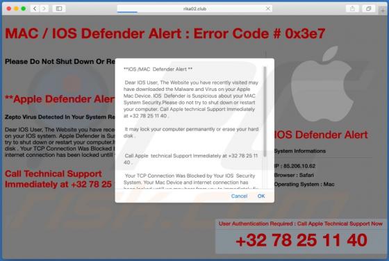 IOS /MAC Defender Alert POP-UP Betrug (Mac)