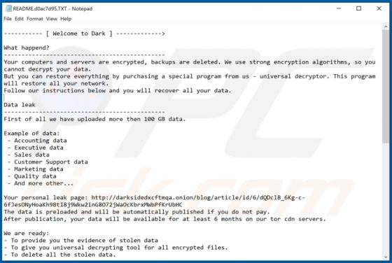DarkSide Ransomware